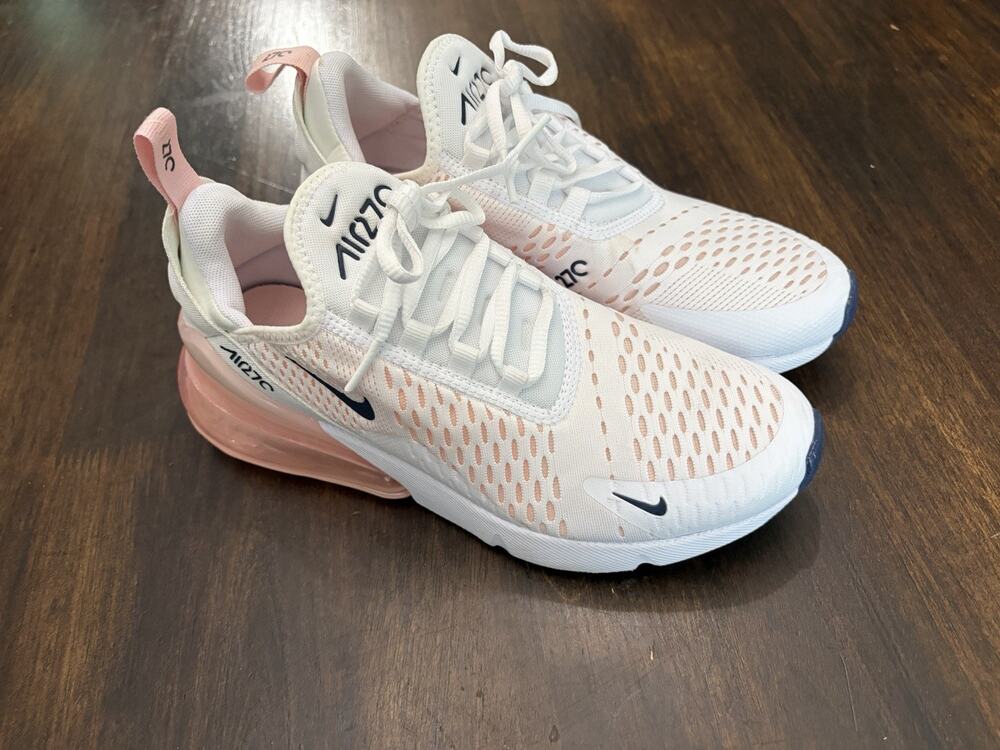 Nike Air Max 270 Women White Pink Running Shoes Size 8 AH6789-110